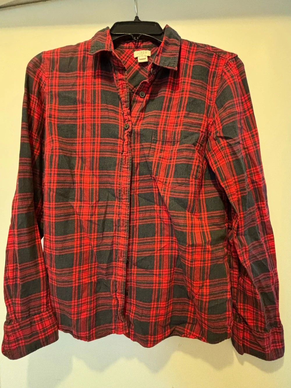 J. Crew Red and Black Plaid Button-Down Shirt